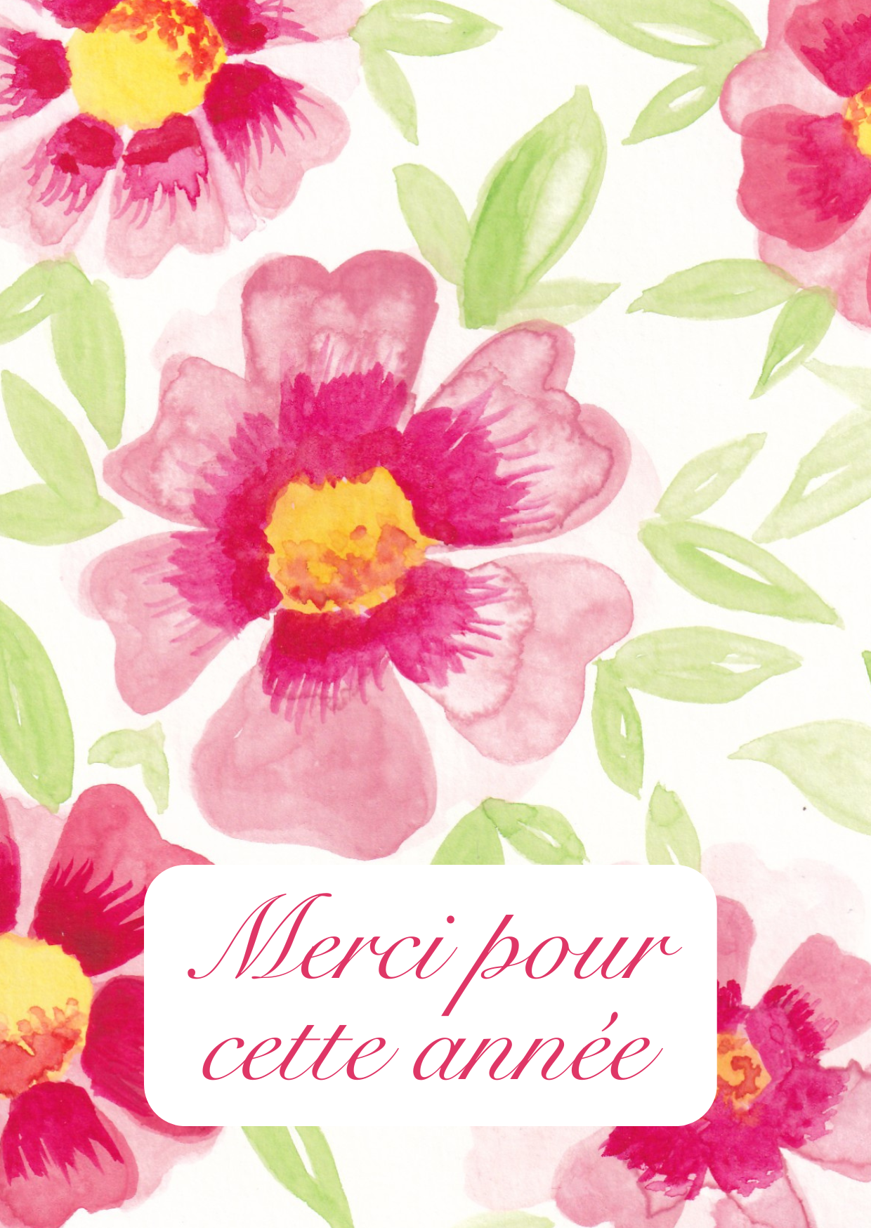 Carte fleurie rose