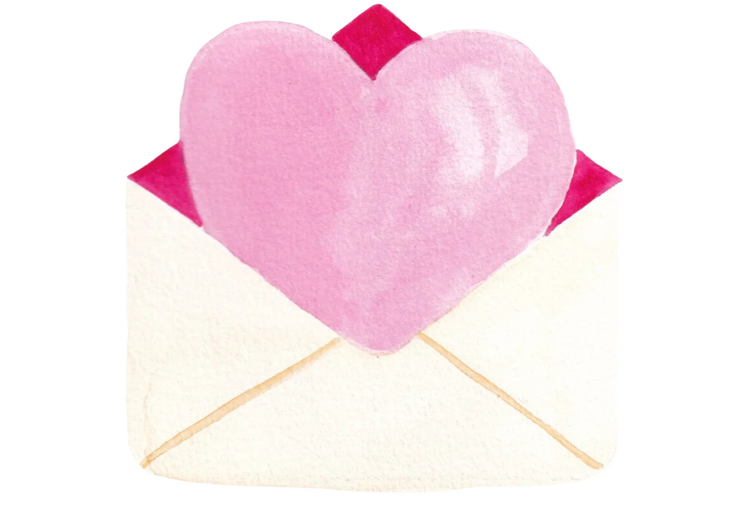 Cœur rose pastel dans une enveloppe blanche, illustration aquarelle pour Saint-Valentin ou message d'amour